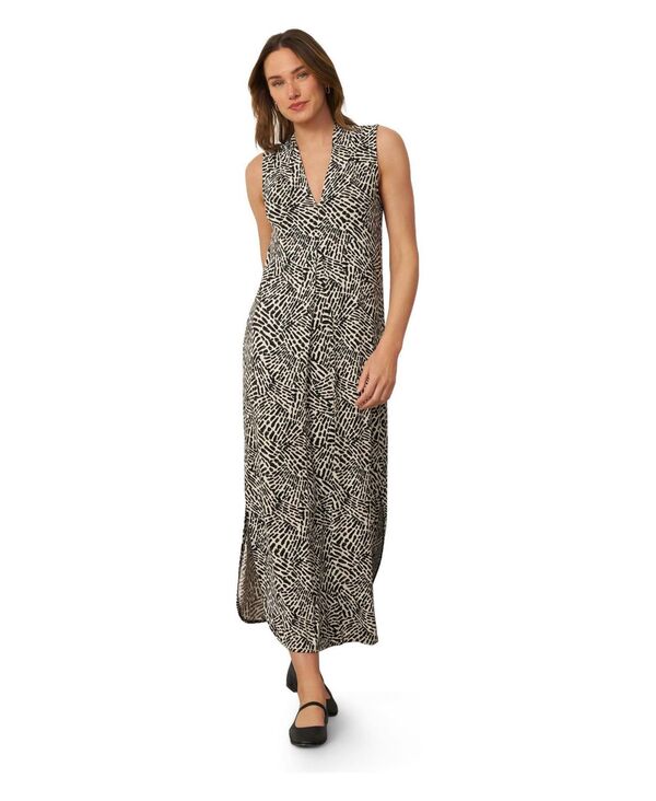 ケーブルアンドゲージ レディース トップス ワンピース プリント マキシ Cable & Gauge Women's Invert Pleat Printed Maxi Dress Abstract marks black ブラック