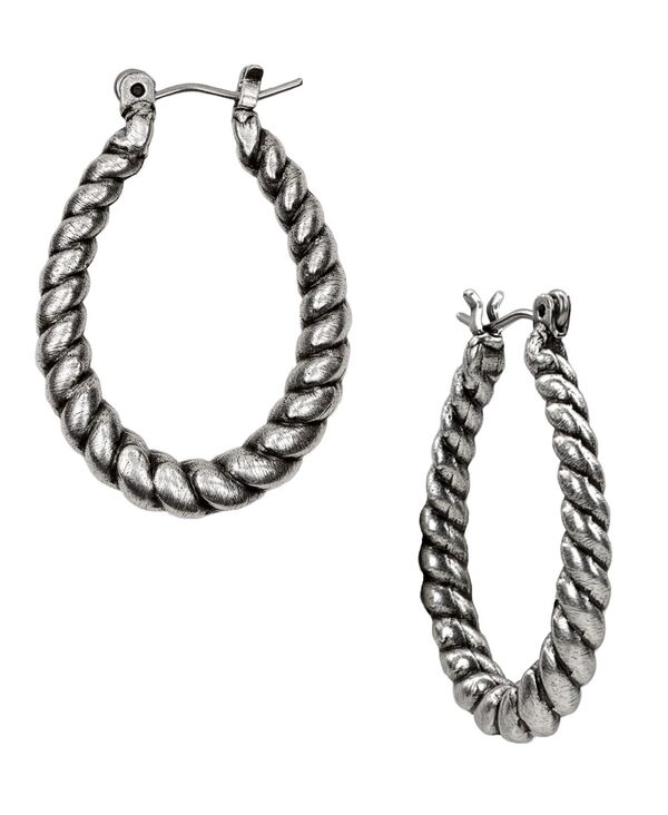 Patricia Nash Women's Accessories Earrings Patricia Nash Silver-Tone Twisted-Rope Oval Hoop Earring silver