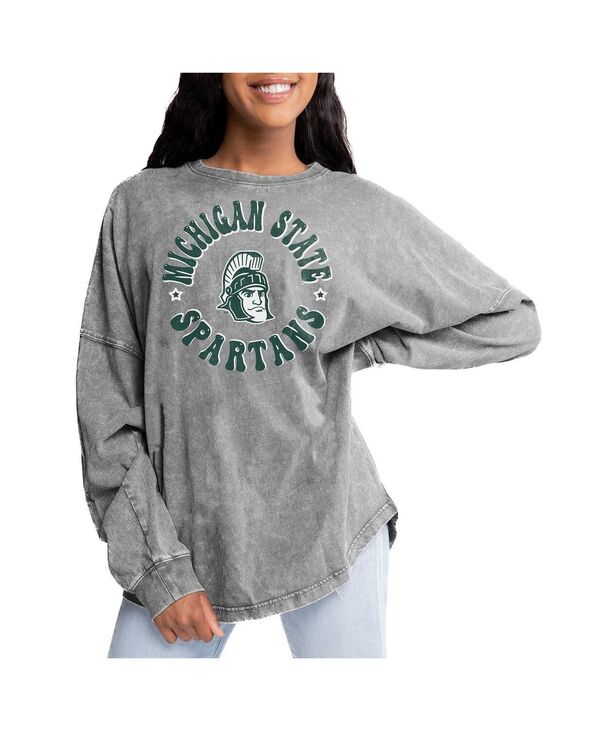 ゲームデイ・クチュール レディース トップス Tシャツ Gameday Couture Women's Gray Michigan State Spartans Playing Around Faded Wash Oversized Long Sleeve T-Shirt Gray グレー
