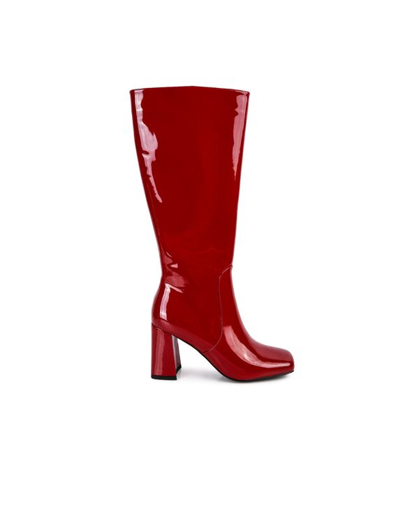 ロンドンラグ レディース シューズ ブーツ・レインブーツ ヒール London Rag Womens Hypnotize Patent Pu Block Heeled Calf Boots Medium red レッド