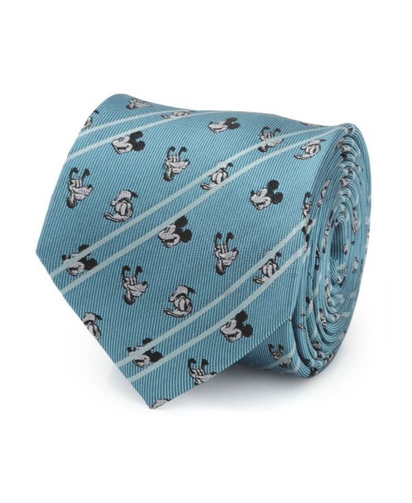 ディズニー  ディズニー メンズ ネクタイ アクセサリー Men's Mickey and Friends Striped Tie Blue