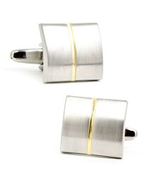 カフリンクス メンズ カフスボタン アクセサリー Divided Two Tone Square Cufflinks Silver