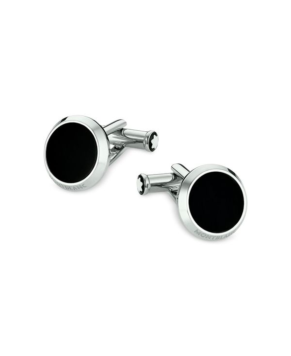 Montblanc カフス モンブラン メンズ カフスボタン アクセサリー Meisterst&uuml;ck Men's Steel and Black Onyx Cufflinks 112896 Black