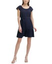 ダナ キャラン ニューヨーク レディース ワンピース トップス Ruffled-Hem Belted Dress Dazzling Navy