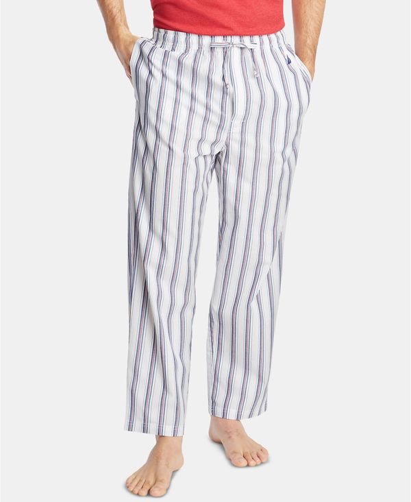 ナウティカ メンズ カジュアルパンツ ボトムス Men's Cotton Striped Pajama Pants Bright White