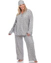 ホワイトマーク レディース ナイトウェア アンダーウェア Women's Plus Size Pajama Set 3 Piece Gray