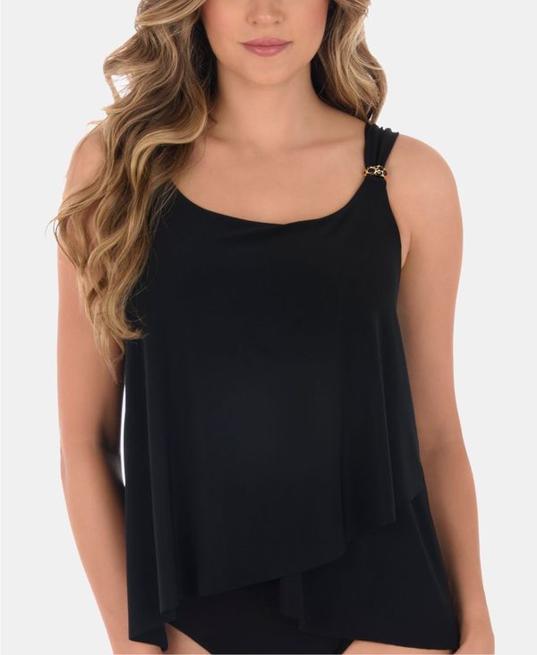 ミラクルスーツ レディース タンクトップ トップス DD Cup Razzle Dazzle Underwire Asymmetrical Tankini Top Black