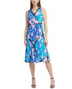カール ラガーフェルド レディース ワンピース トップス Scarf-Print Midi Dress Dazzling Blue Multi