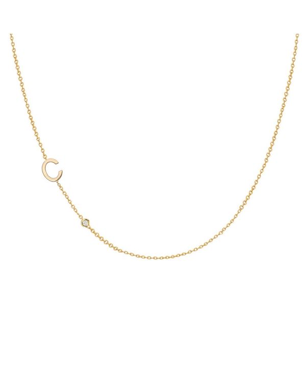 ]Gt fB[X lbNXE`[J[Ey_ggbv ANZT[ 14K Gold Asymmetrical Initial and Bezel Necklace Gold-C