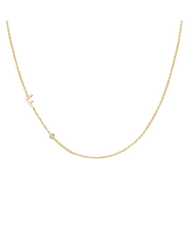 ]Gt fB[X lbNXE`[J[Ey_ggbv ANZT[ 14K Gold Asymmetrical Initial and Bezel Necklace Gold-F