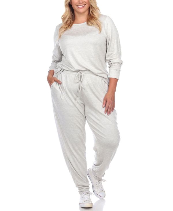 楽天ReVida 楽天市場店ホワイトマーク レディース ナイトウェア アンダーウェア Women's Plus Size 2pc Loungewear Set Gray