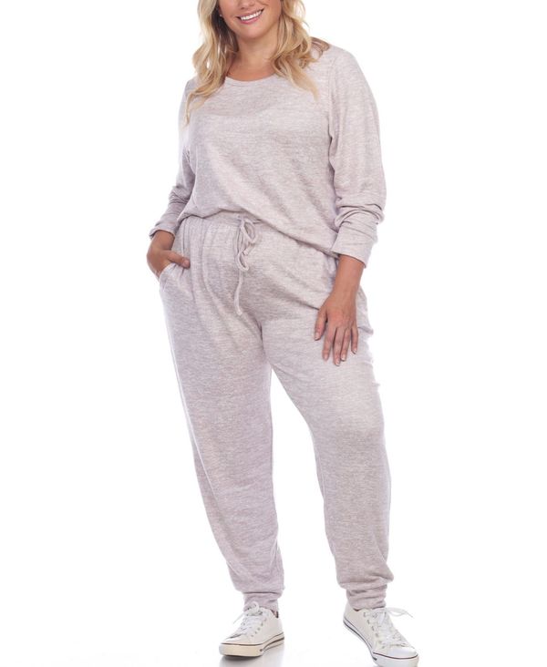 楽天ReVida 楽天市場店ホワイトマーク レディース ナイトウェア アンダーウェア Women's Plus Size 2pc Loungewear Set Light Pink