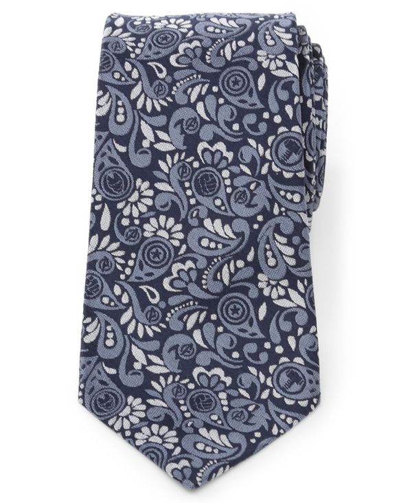 マーベル メンズ ネクタイ アクセサリー Men's Avengers Paisley Icons Tie Navy