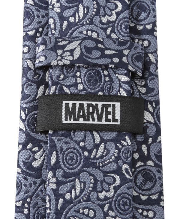 マーベル メンズ ネクタイ アクセサリー Men's Avengers Paisley Icons Tie Navy