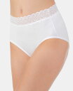 バニティフェア レディース パンツ アンダーウェア Flattering Cotton Lace Stretch Brief Underwear 13396 also available in extended sizes Star White