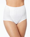 バリ レディース パンツ アンダーウェア Women's Light Tummy-Control Lace Support 2pk Brief Underwear X372 White/White