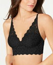 メイデンフォーム レディース ブラジャー アンダーウェア Pure Comfort Lace & Mesh Longline Wireless Bralette DM1188 Black