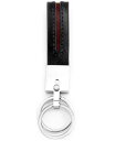 [i Tbg Y O ANZT[ Sutton Stainless Steel Stripe Leather Double Key Ring Burgundy