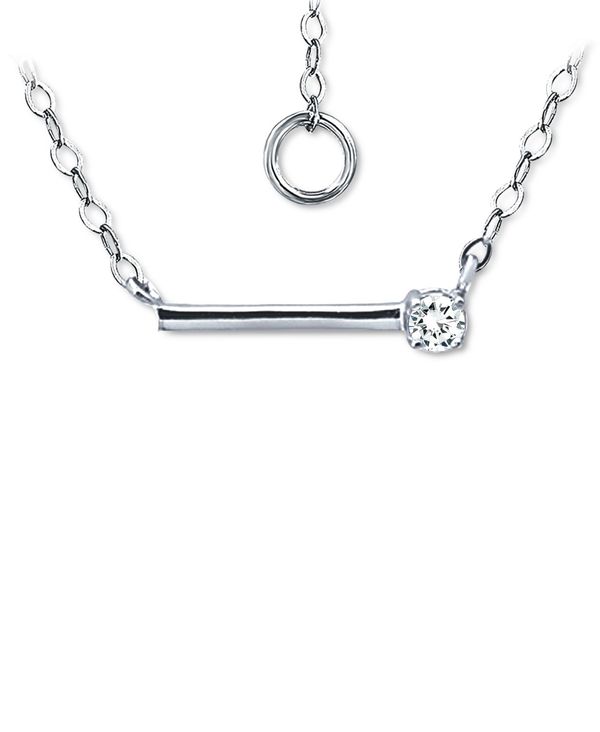 ジャーニ ベルニーニ レディース ネックレス・チョーカー・ペンダントトップ アクセサリー Cubic Zirconia Solitaire Bar Pendant Necklace 16 + 2 extender Sterling Silver