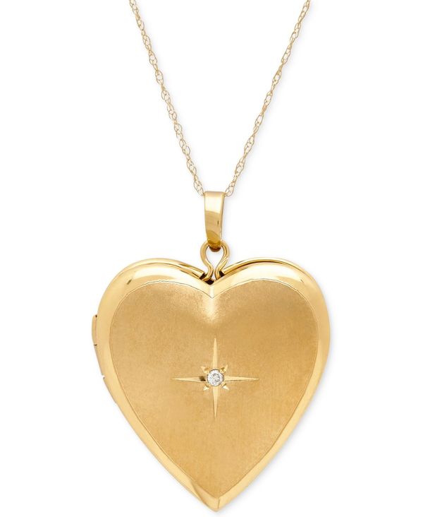 C^A S[h fB[X lbNXE`[J[Ey_ggbv ANZT[ Diamond Accent Heart Locket Pendant Necklace in 10k Gold Yellow Gold