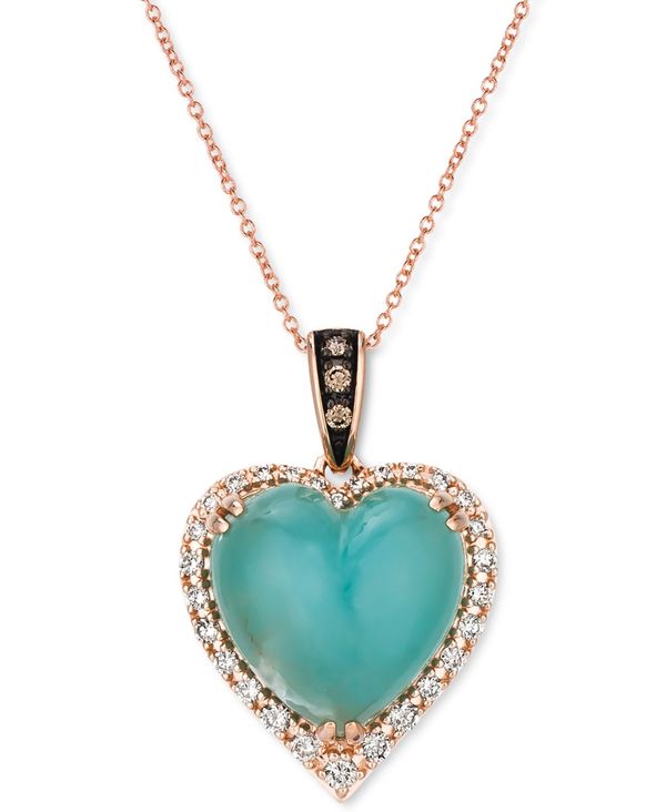  @ fB[X lbNXE`[J[Ey_ggbv ANZT[ Chocolatier&reg; Aquaprase & Diamond (1/3 ct. t.w.) Heart 18 Pendant Necklace in 14k Rose Gold Rose Gold