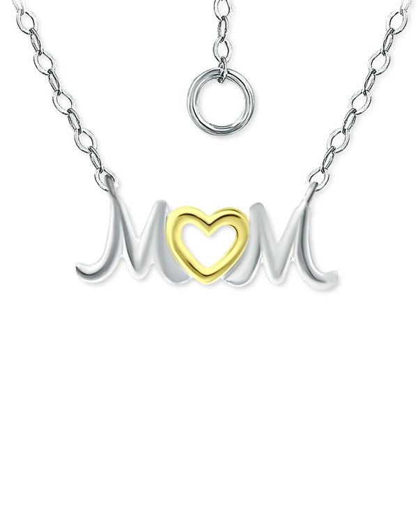 W[j xj[j fB[X lbNXE`[J[Ey_ggbv ANZT[ MOM Heart Pendant Necklace in Sterling Silver & 18k Gold-Plated 16 + 2 extender Two-Tone