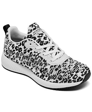 スケッチャーズ レディース スニーカー シューズ Women's Bobs Sport Squad 2 - Mighty Cat Casual Sneakers from Finish Line White Black