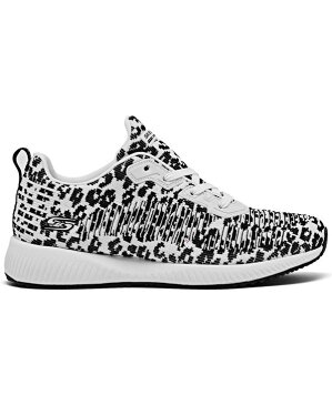 スケッチャーズ レディース スニーカー シューズ Women's Bobs Sport Squad 2 - Mighty Cat Casual Sneakers from Finish Line White Black