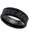 gg Y O ANZT[ Men's Blue Carbon Fiber Inlay Comfort Fit Band in Black Titanium Black Titanium