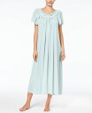 ミス エレーン レディース ナイトウェア アンダーウェア Embroidered Tricot Long Nightgown Seafoam