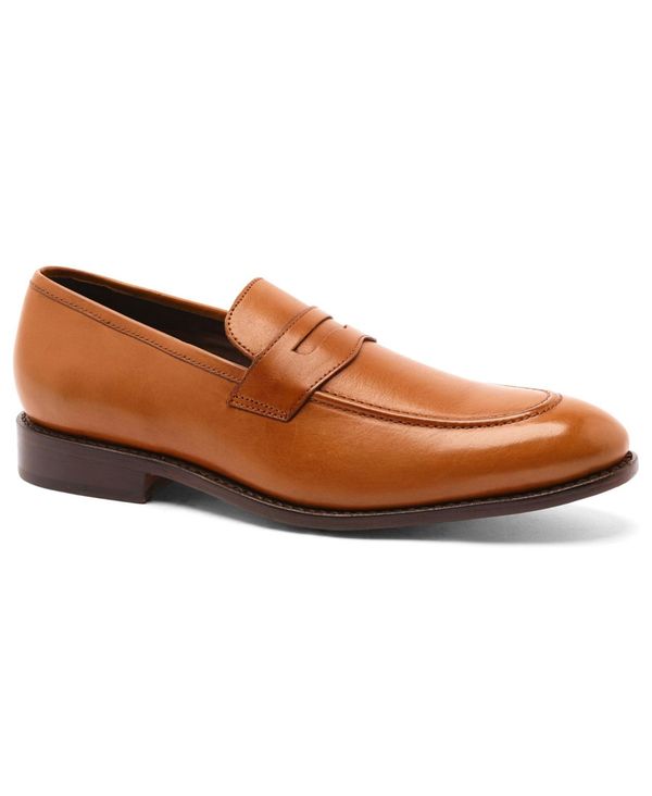 アンソニー ヴィア メンズ スリッポン・ローファー シューズ Men's Gerry Penny Loafer Slip-On Goodyear Dress Shoes Tan