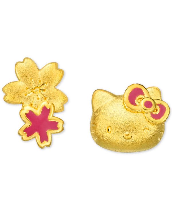 チョウタイフック レディース ピアス・イヤリング アクセサリー Hello Kitty Mismatch Stud Earrings in 24k Gold Gold