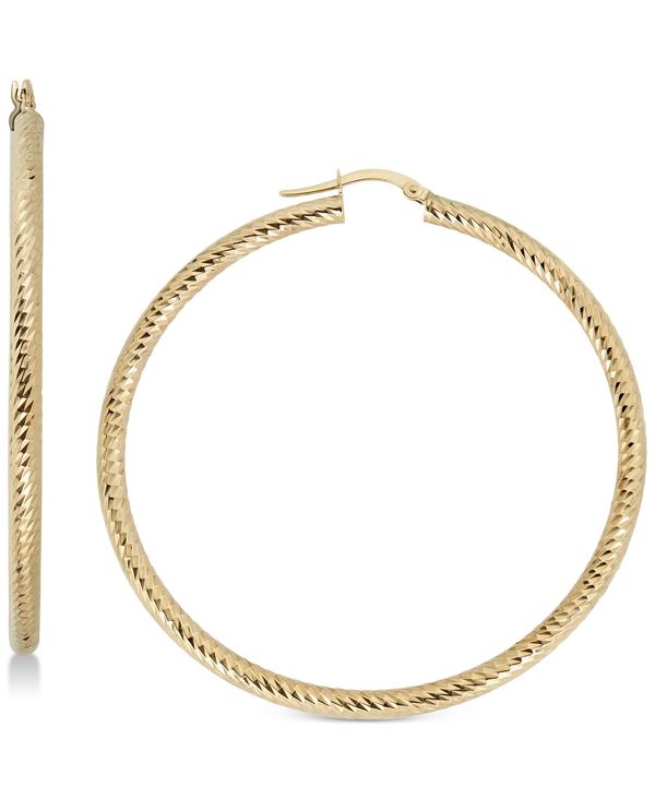 C^A S[h fB[X sAXECO ANZT[ Textured Hoop Earrings in 14k Gold Made in Italy Yellow Gold