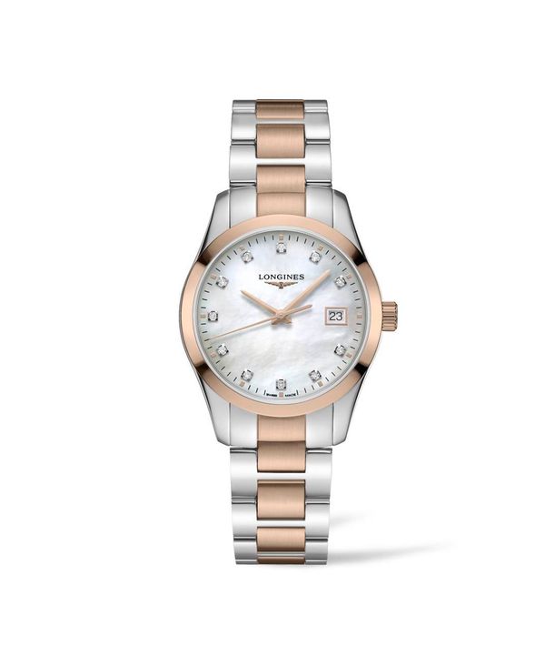 ロンジン ロンジン レディース 腕時計 アクセサリー Women's Swiss Conquest Classic Diamond (1/20 ct. t.w.) Two-Tone Stainless Steel Bracelet Watch 34mm Silver And Rose Gold