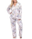 ホワイトマーク レディース ナイトウェア アンダーウェア Plus Size Long Sleeve Floral Pajama Set 2-Piece Gra...