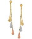 イタリアン ゴールド レディース ピアス・イヤリング アクセサリー Tri-Gold Linear Drop Earrings in 14k Gold White Gold and Rose Gold 2 inch Tri-Tone