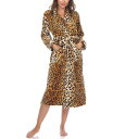 ホワイトマーク レディース ナイトウェア アンダーウェア Plus Size Leopard Print Cozy Lounge Robe Brown Leop...