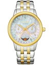 V`Y fB[X rv ANZT[ Women's Eco-Drive Calendrier Diamond Accent Two-Tone Stainless Steel Bracelet Watch 37mm Two Tone