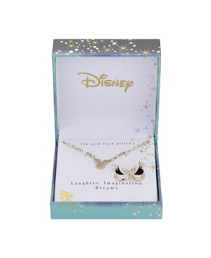 ディズニー レディース ピアス・イヤリング アクセサリー Gold-Flash Plated Crystal Mickey Mouse Pendant and Earring Set Gold
