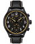 ƥå  ӻ ꡼ Men's Swiss Chronograph XL Vintage Black Leather Strap Watch 45mm Black