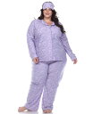 ホワイトマーク レディース ナイトウェア アンダーウェア Plus Size Pajama Set 3-Piece Purple Paisley