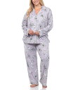 ホワイトマーク レディース ナイトウェア アンダーウェア Plus Size Long Sleeve Floral Pajama Set 2-Piece Gra...