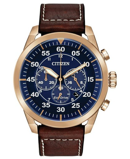 シチズン メンズ 腕時計 アクセサリー Eco-Drive Men's Chronograph Avion Brown Leather Strap Watch 48mm Brown シチズン メンズ 腕時計 アクセサリー Eco-Drive Men's Chronograph Avion Brown Leather Strap Watch 48mm Brown