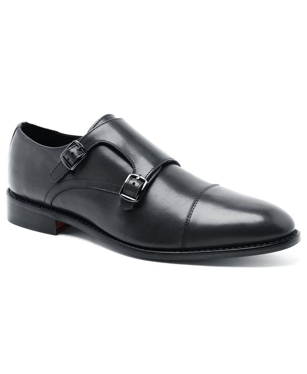 アンソニー ヴィア メンズ スリッポン・ローファー シューズ Men's Roosevelt Ii Double Monk Slip-On Dress Shoe Black