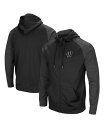 コロシアム メンズ パーカー・スウェット アウター Men's Black Wisconsin Badgers Big and Tall Blackout Raglan Full-Zip Hoodie Black