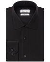 カルバンクライン メンズ シャツ トップス Calvin Klein Men's STEEL Classic-Fit Non-Iron Performance Herringbone Spread Collar Dress Shirt Black