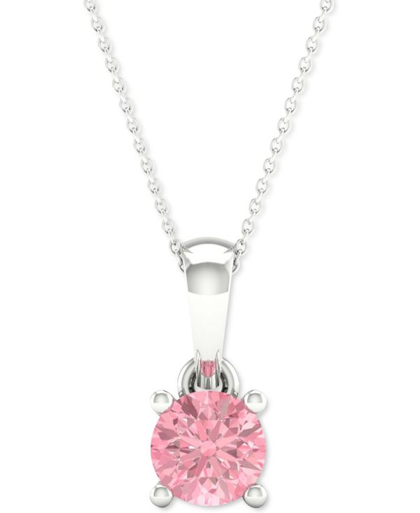 tH[Go[ OE _CY fB[X lbNXE`[J[Ey_ggbv ANZT[ Lab-Created Pink Diamond Solitaire 18 Pendant Necklace (1/5 ct. t.w.) in Sterling Silver Sterling Silver