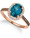 ル ヴァン レディース リング アクセサリー Deep Sea Blue Topaz (2 ct. t.w.) & Diamond (1/4 ct. t.w) Rng in 14k Rose Gold Blue Topaz