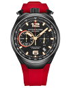 XgD[O Y rv ANZT[ Men's Quartz Red High Grade Rubber Silicone Strap Watch 42mm Black