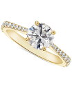 フォーエバーマーク レディース リング アクセサリー Diamond Round-Cut Solitaire Tapered Pav&eacute; Engagement Ring (1-1/10 ct. t.w.) in 14k Gold Yellow Gold